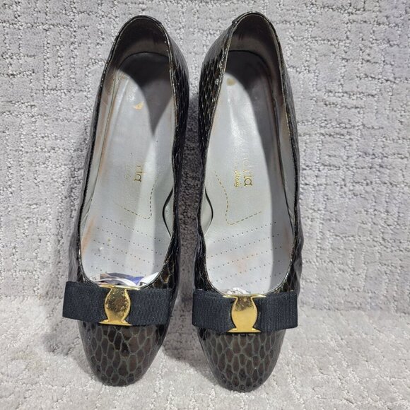 Alexandria Made in Italy Women's Size 7 US Brown Leather Animal print Pump Heels - Picture 5 of 12